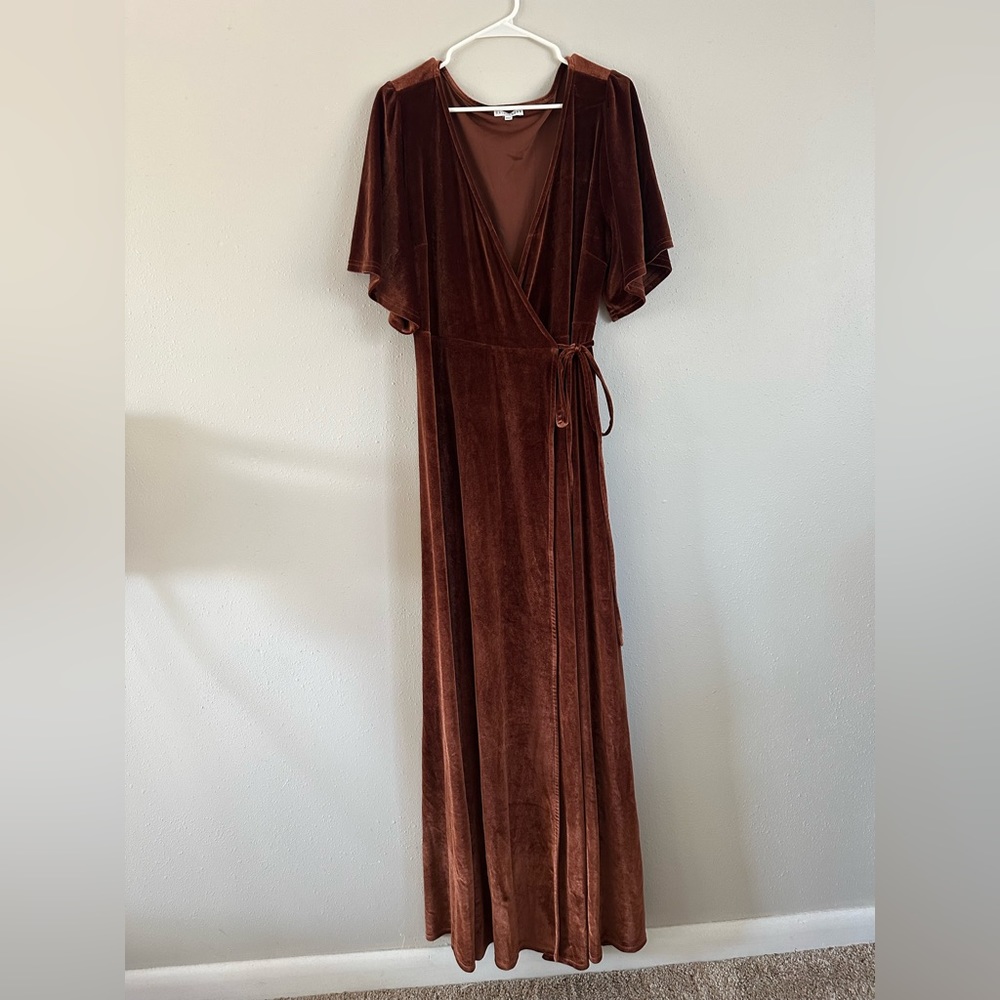 Baltic Born Rust Velvet Wrap Dress - 3XL